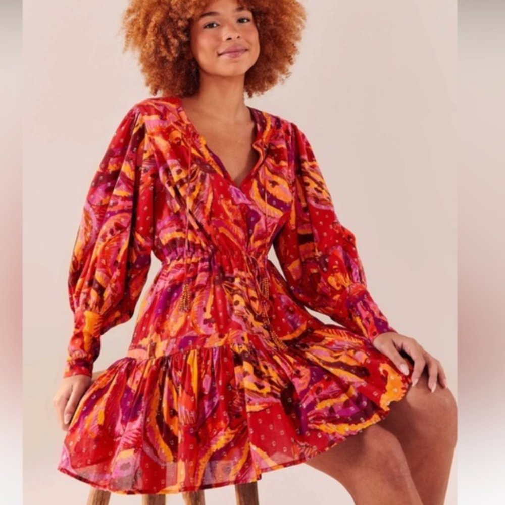 NWOT Farm Rio BANANA JUICE COLLARED MINI DRESS